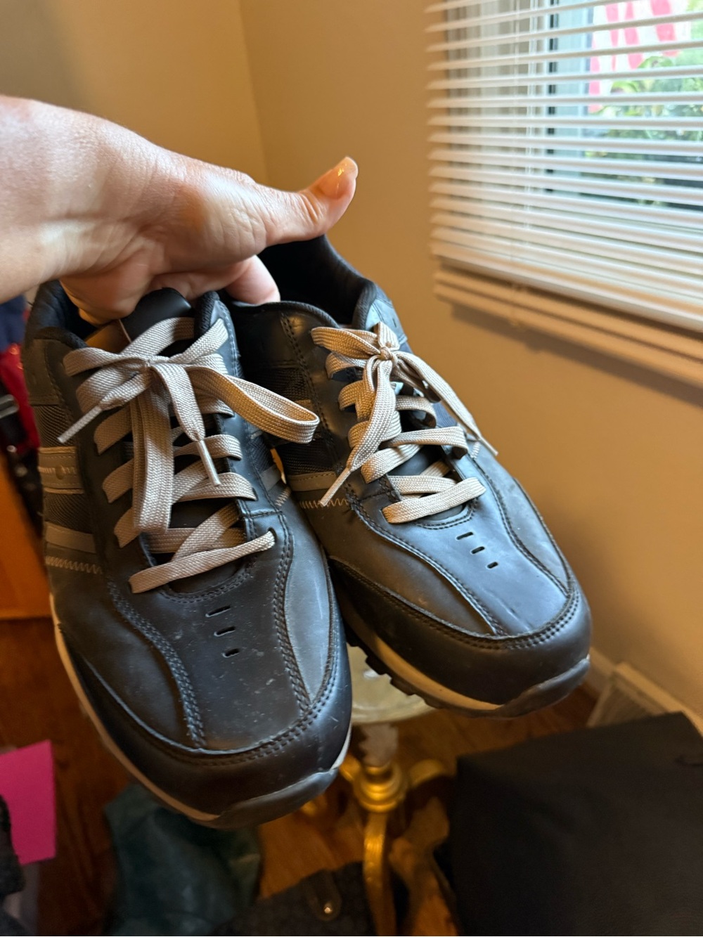 Skechers Men's Black Athletic Sneakers with Gray Laces
